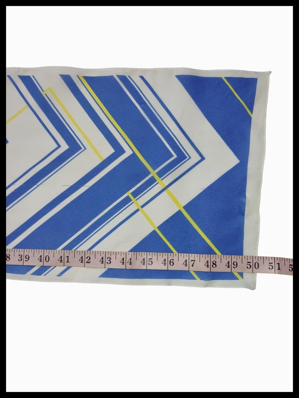 Vintage Blue, Yellow, & White Geometric Scarf - Picture 2 of 4